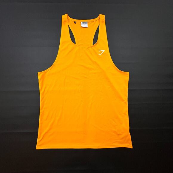 Gymshark Tank Top Mens Large Yellow Raceback Lifting Activewear Stretch Running - Picture 1 of 8